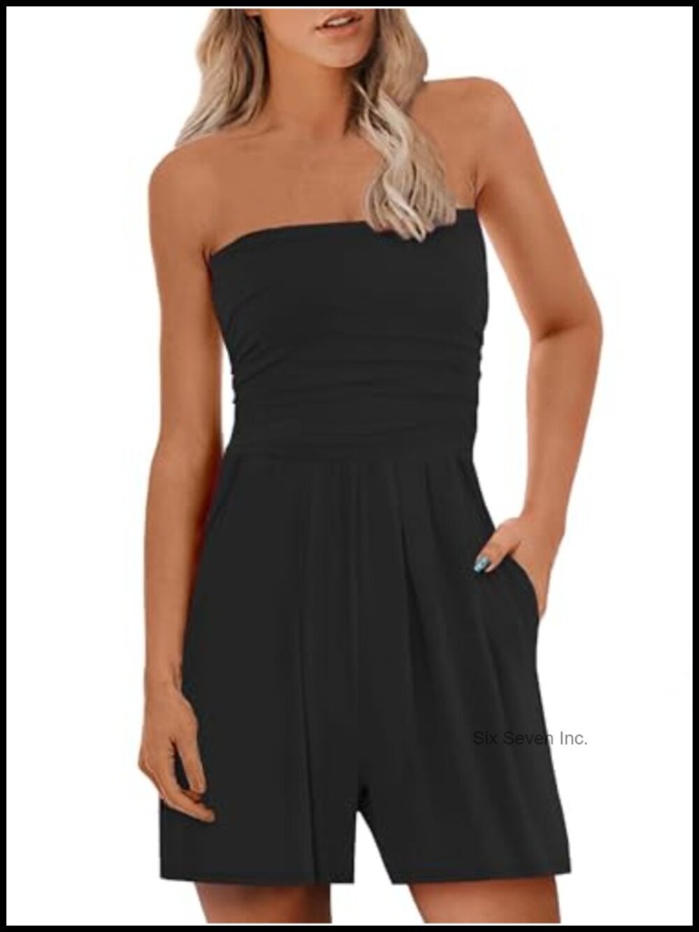 Women Strapless Tube Top Romper Sleeveless Short Jumpsuit